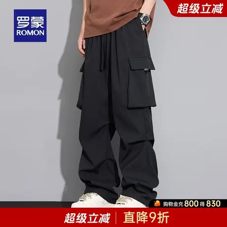 罗蒙男士日常户外休闲裤2025秋季新款时尚百搭长裤运动阔腿工装裤商品大图