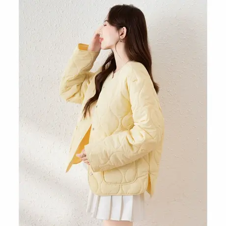 唐狮2024棉服女冬季新款超好看圆领设计感棉衣秋冬流行棉袄外套图片