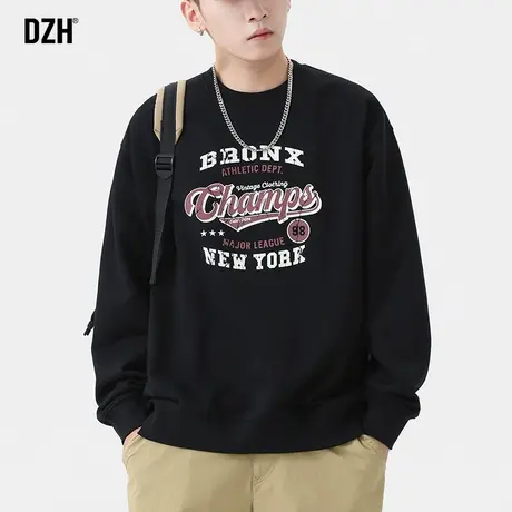 男士黑色oversize卫衣男潮牌圆领宽松重磅美式长袖情侣装秋季外套商品大图