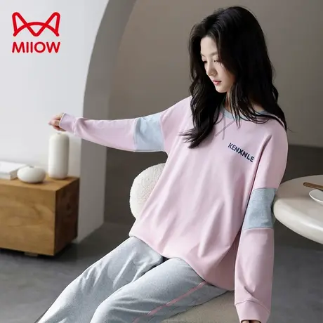 猫人睡衣春秋季女士纯棉长袖长裤套装全棉可外穿家居服大码可外穿商品大图