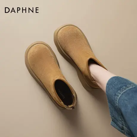 达芙妮厚底雪地靴女2026新款秋冬加绒美拉德松糕短靴增高勃肯女靴图片