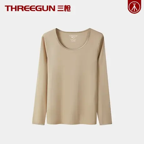 三枪70S高支纯棉女士保暖上衣全棉打底衫单件秋衣薄款抗静电内衣商品大图