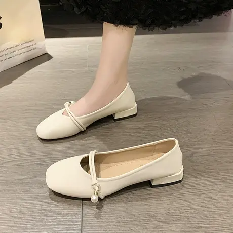 永希平底鞋女2023年春秋季新款复古时尚休闲单鞋软底浅口玛丽珍鞋商品大图