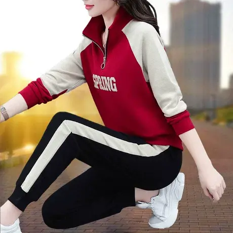 恋上17号休闲套装女春季2023新款春秋装半开领卫衣运动服两件套图片