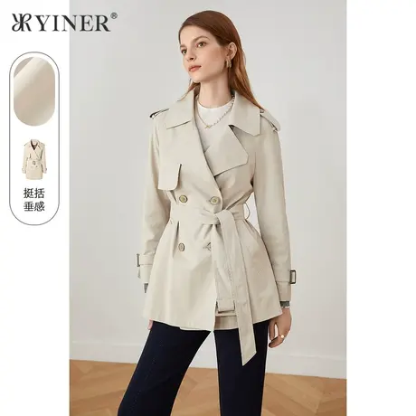 YINER音儿商场同款女装2021秋季新款气质西装领收腰风衣商品大图