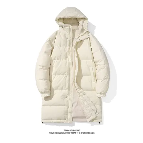 ZR真维斯中长款羽绒服女新款2023冬季米白色高级感拉链保暖外套潮图片