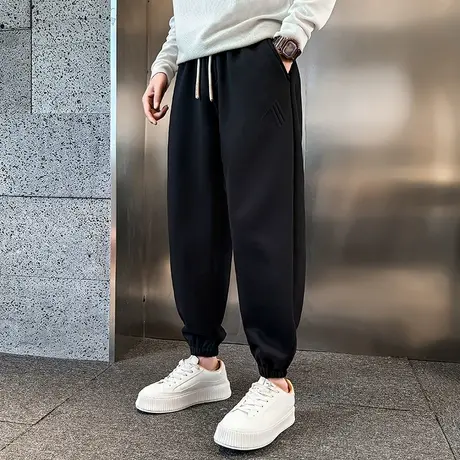 秋冬款卫裤男纯色宽松百搭束脚青年运动裤2023爆款加绒保暖休闲裤商品大图