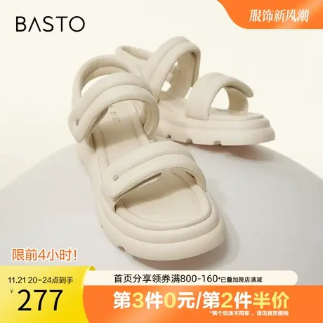 百思图奥莱2023夏新款商场同款休闲老爹运动凉厚底凉鞋TTZ03BL3图片