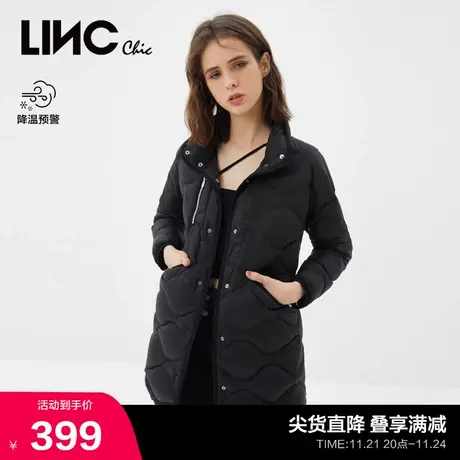 LINCCHIC金羽杰羽绒服女衬衫式中长款轻薄羽绒服女外套Y21806044商品大图