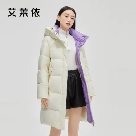 艾莱依大鹅羽绒服女士冬季新款潮时尚设计中长款高端正品鹅绒外套图片