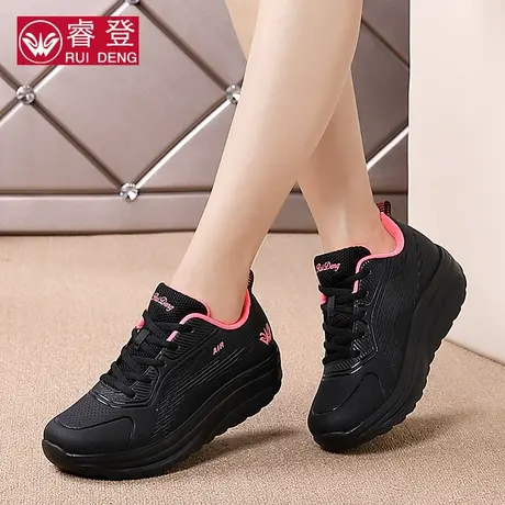 摇摇鞋女鞋2024春季新款防滑减震超纤皮面厚底增高运动鞋旅游鞋商品大图