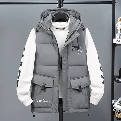 秋冬季工装男马甲潮流羽绒棉背心马夹服修身保暖休闲无袖外套男装图片