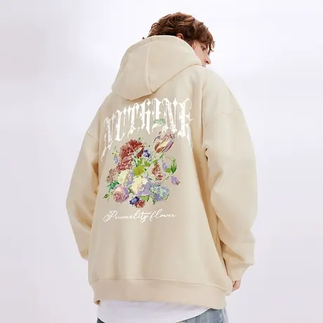 Nuthink美式潮流复古连帽卫衣男春季中性风高街加肥加大宽松外套商品大图