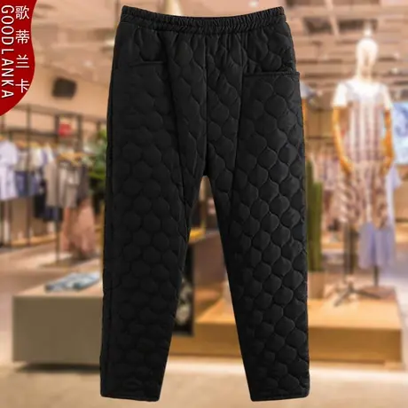 大码中老年冬季加厚羽绒棉裤女宽松显瘦妈妈装外穿保暖老寒腿棉裤商品大图