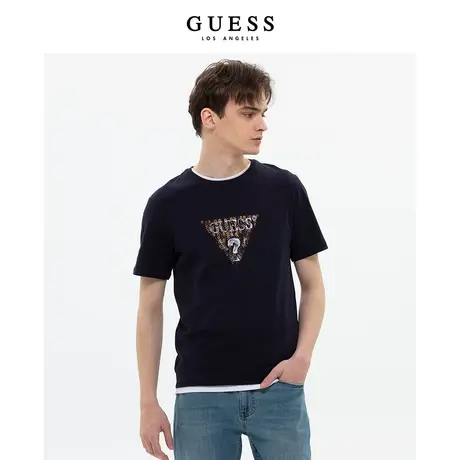 【38上新季】GUESS无性别纯色简约字母LOGO重磅短袖T恤上衣商品大图