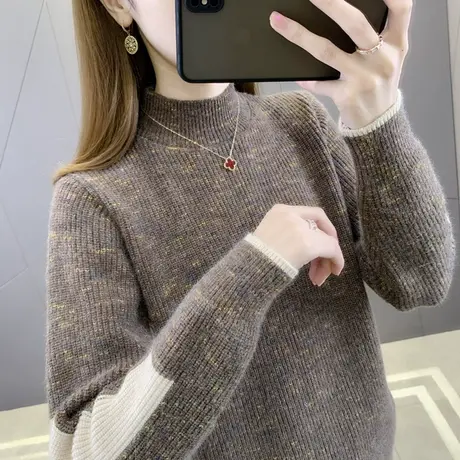 秋冬半高领针织毛衣女2025年新款韩版宽松女士上衣打底衫内搭爆款图片
