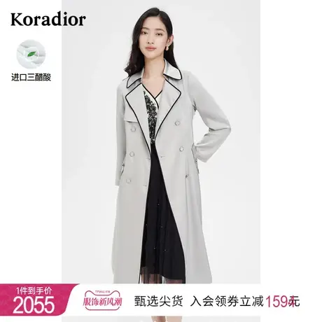 珂莱蒂尔三醋酸休闲长袖风衣外套女中长款秋季新款图片