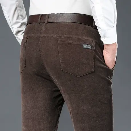 秋冬季加厚灯芯绒裤子商务西裤男士休闲长裤条绒直筒宽松中年爸爸商品大图