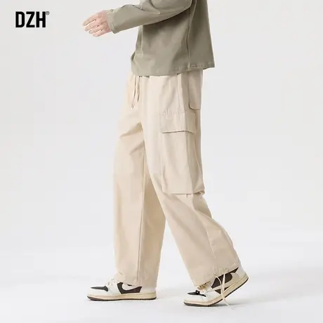 男生杏色工装裤男薄款宽松阔腿休闲裤夏季裤子2023新款长裤直筒裤商品大图