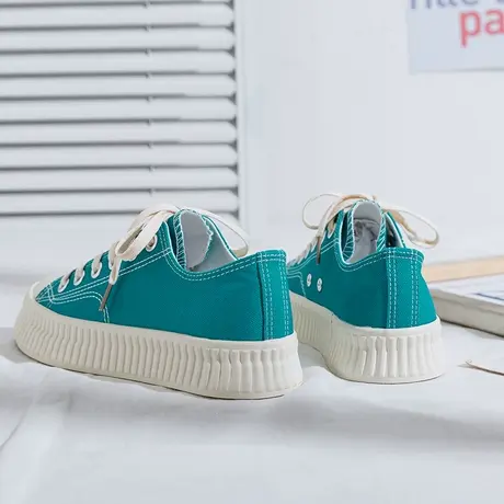 厚底帆布鞋女2021夏季新款韩版ulzzang百搭学生休闲复古港风布鞋商品大图