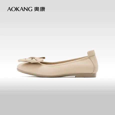 奥康女鞋 2024春季新款法式晚风单鞋复古蝴蝶结浅口温柔风瓢鞋图片