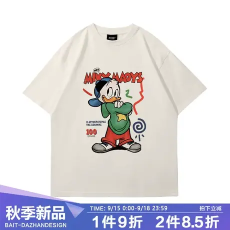 美式街头男t恤夏ins潮2023新款oversize卡通复古宽松bf慵懒风短袖商品大图