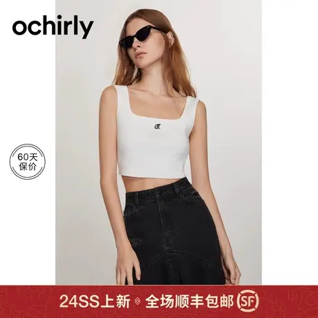 氧气衫短款方领针织背心女 ochirly欧时力2024新款春装弹力修身图片