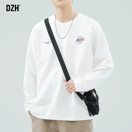 男士白色打底衫男长袖t恤纯棉宽松上衣美式衣服男款内搭2024新款商品大图