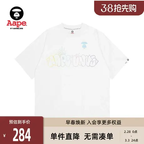 Aape旗舰店女装春夏彩色字母印花宽松长款薄款短袖T恤1331XXK商品大图