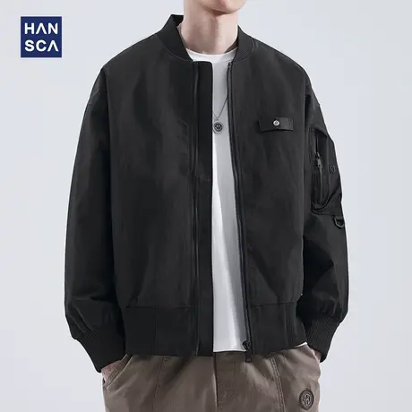 hansca夹克男士秋季新款潮流日系百搭休闲男装宽松翻领外套男春秋商品大图