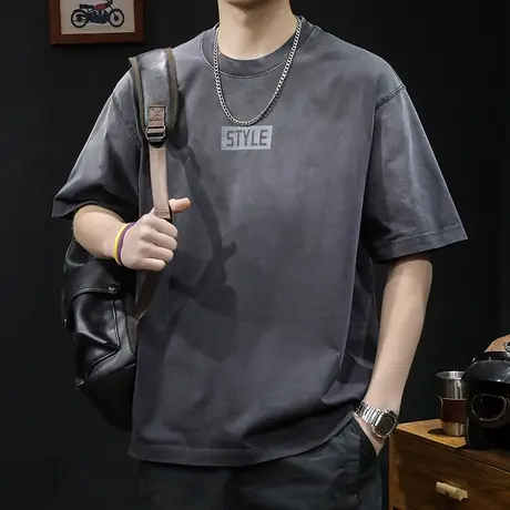 2024新款衣服男款圆领大码男装体恤图片