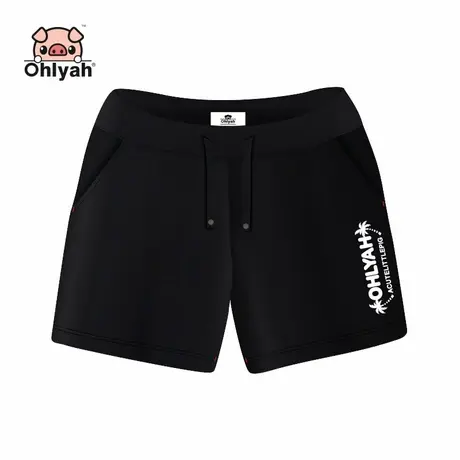 Ohlyah夏装2022女士短裤子黑色休闲大码印花沙滩运动跑步五分裤女商品大图