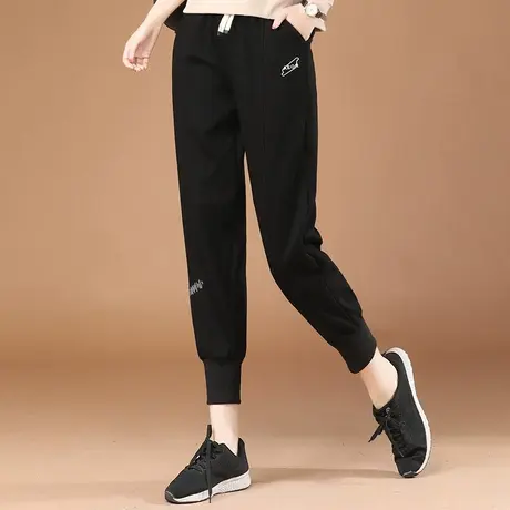 韩潮袭人松紧腰印花束脚运动裤女2023秋新款显瘦休闲九分裤图片