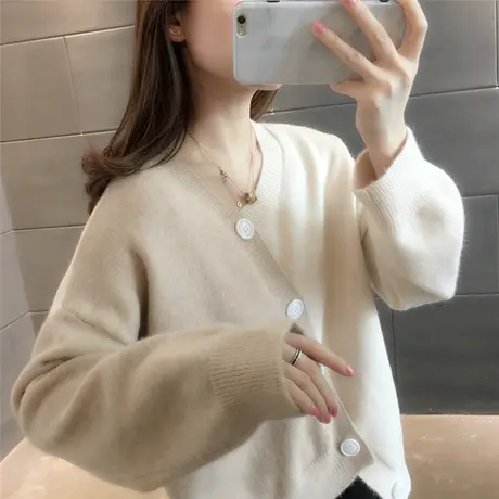 2023春新款女装潮短款毛衣外套2023春秋新款时尚宽松不规则针织衫图片