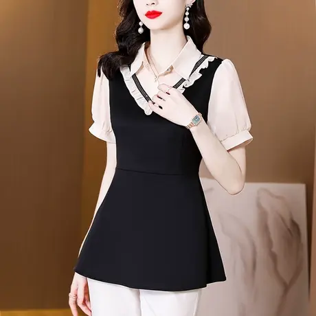 短袖t恤女士夏季新款遮肚子上衣女显瘦遮肉减龄漂亮小衫收腰洋气商品大图