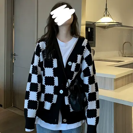 针织衫毛衣女2021秋冬复古日系宽松小个子外穿ins慵懒风开衫外套商品大图