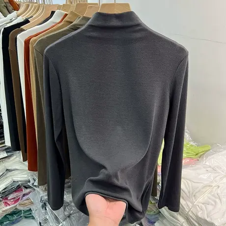 半高领打底衫女秋冬内搭春秋款洋气黑白色堆堆领长袖上衣外穿网红图片