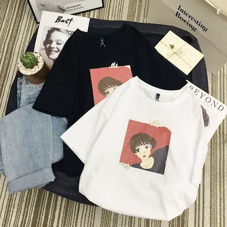 t恤女短袖宽松2020春秋新款百搭小清新原宿风打底衫时尚女上衣潮图片