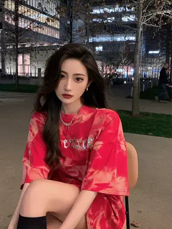 扎染短袖t恤女夏季纯棉设计感小众宽松oversize复古美式嘻哈上衣商品大图