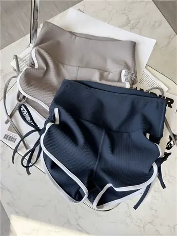 2022性感运动短裤女紧身高腰蜜桃提臀健身热裤三分瑜伽裤夏季商品大图