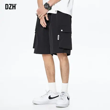 男士休闲五分裤男夏季潮牌ins宽松黑色工装短裤设计感小众速干裤图片