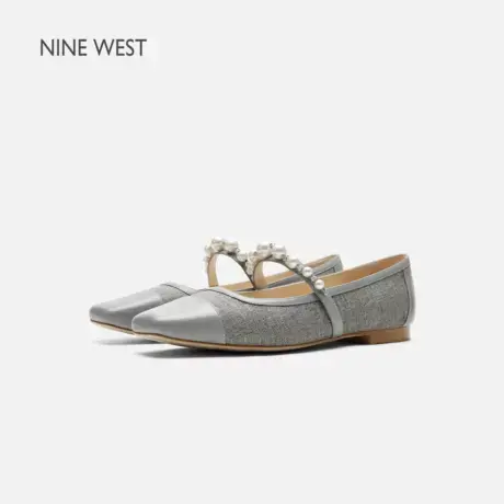 Nine West/玖熙玛丽珍鞋女2025夏季新款珍珠优雅平底单鞋小香风图片