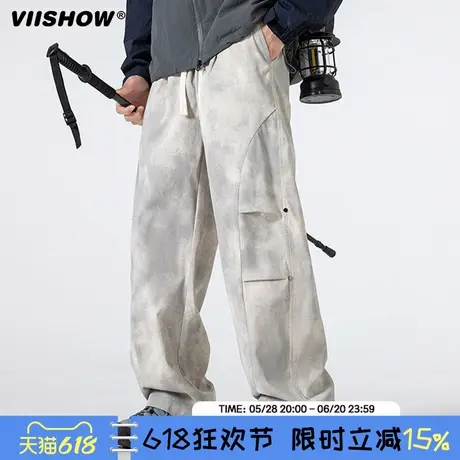 VIISHOW直筒伞兵工装男款2025春季新款宽松阔腿青少年直筒长裤子商品大图