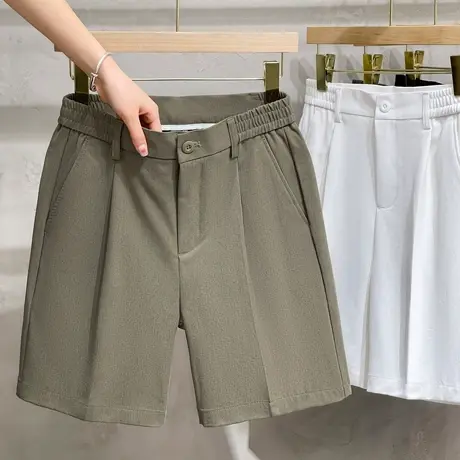 休闲短裤男款夏季薄款潮牌直筒修身5分小西裤中裤白色男士五分裤商品大图