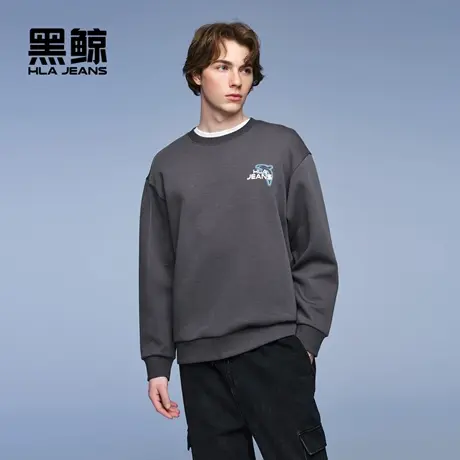 海澜之家旗下黑鲸后背印花圆领卫衣男2025年春季新上衣男一款两色图片