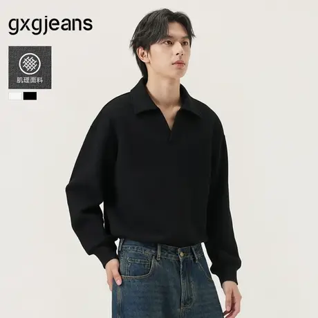 gxg.jeans男装 多色肌理感简约休闲翻领卫衣男生上衣 25年秋新品图片
