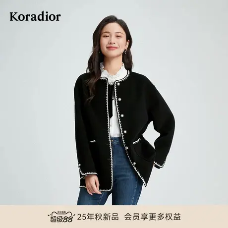 珂莱蒂尔商场同款秋季款绵羊毛短外套香风气质女士上衣商品大图