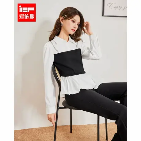 IEF/爱依服2025秋季新款法式温柔小女人气质拼接设计感收腰裙上衣图片