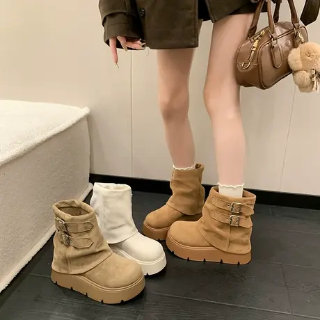 增高厚底短靴女2025年秋季新款爆款小个子裤管靴气质高级勃肯靴子商品大图