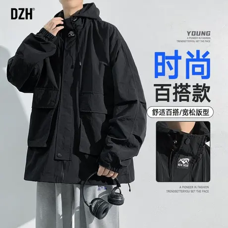 男士防水防风冲锋衣工装外套男款秋季2023新款美式上衣外衣登山服商品大图